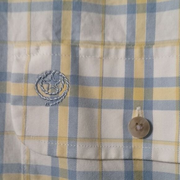 Wrangler Cowboy Cut Collection George Strait Button Shirt blue white  yellow  L - Picture 4 of 10